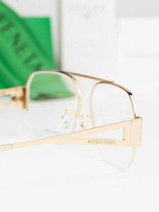 Bottega Veneta Women Eyeglasses Gold Demo Pilot BV1067O 002 NEW AUTHENTIC main image 7
